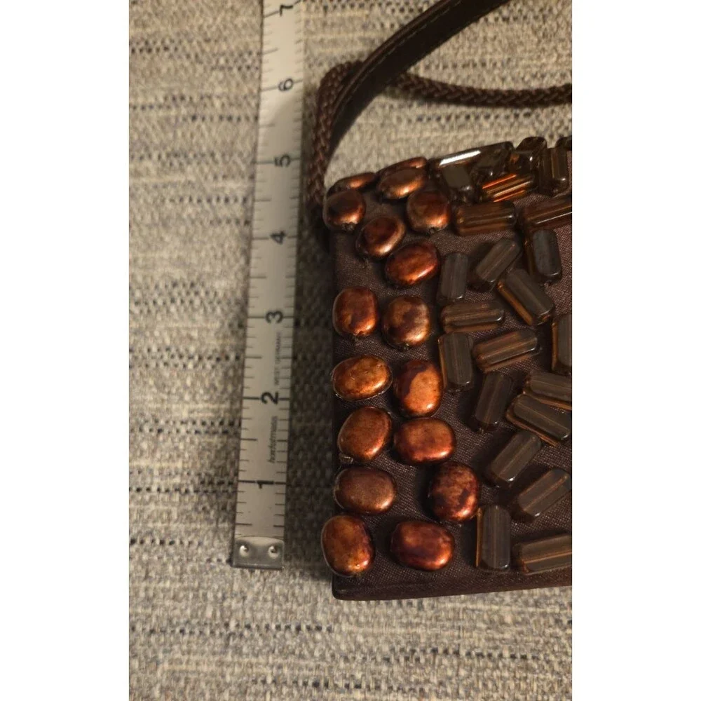Bijoux Terner Brown Beaded Purse Handbag Evening Bag Vintage Style